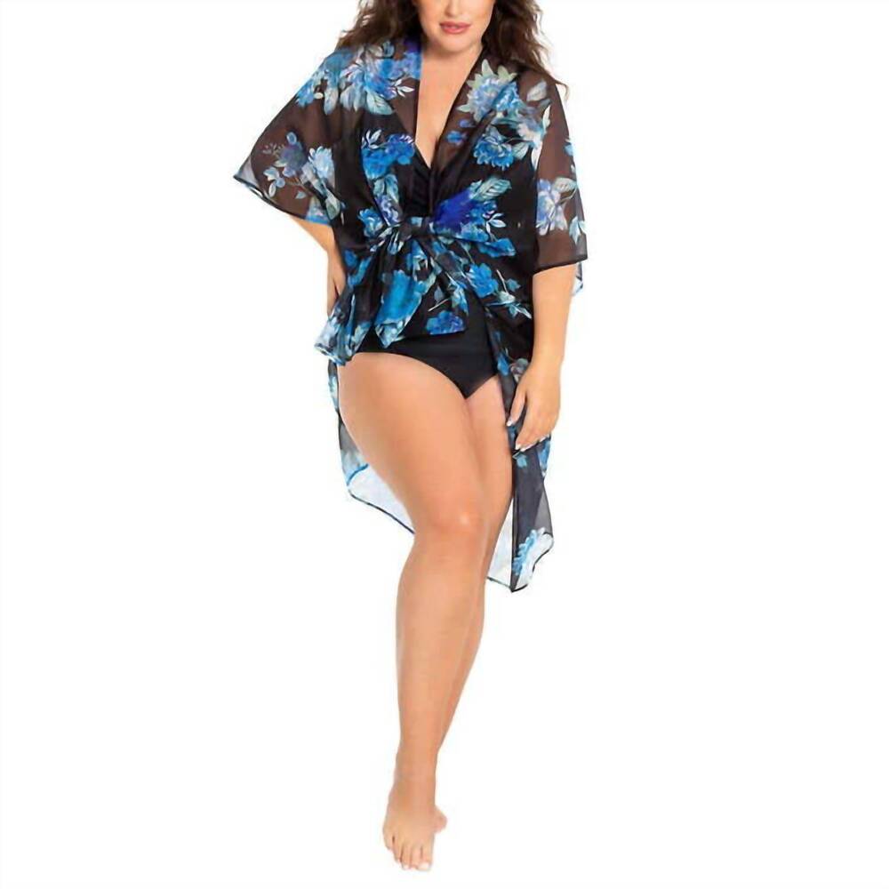 NEW CYN & LUCA 2-pieces swimsuit & cover up in black floral